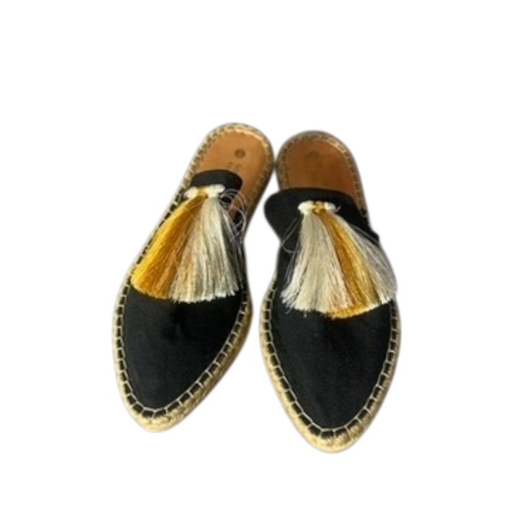 Silvia Cobos Black Tassel Espadrille Mules Women's Size 8 NWOB